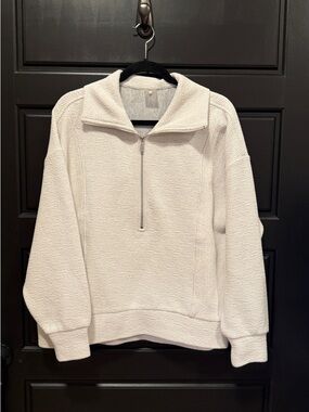 Half-Zip Cozy Pullover Sweatshirt - Cream